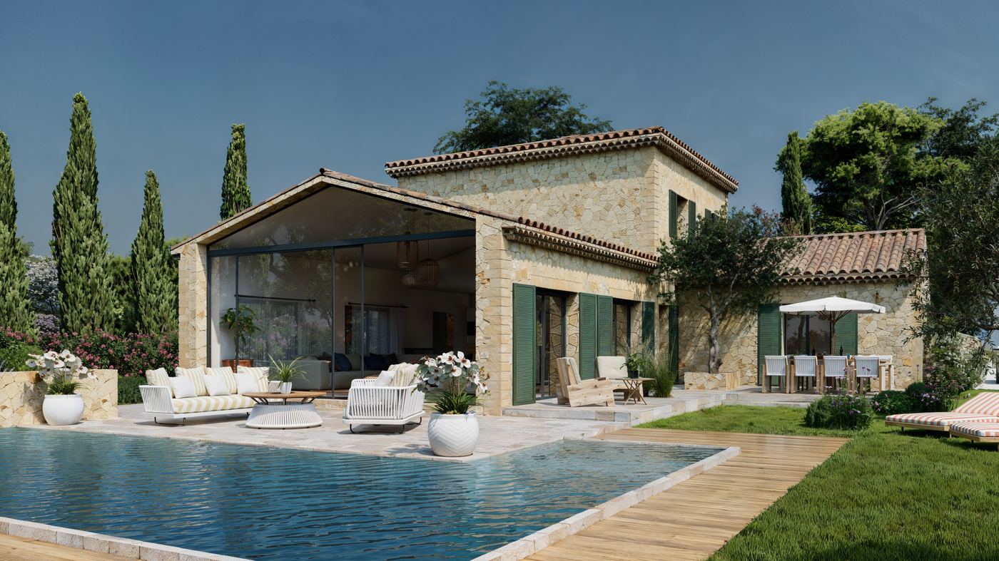 Mas provençal en pierre avec piscine
